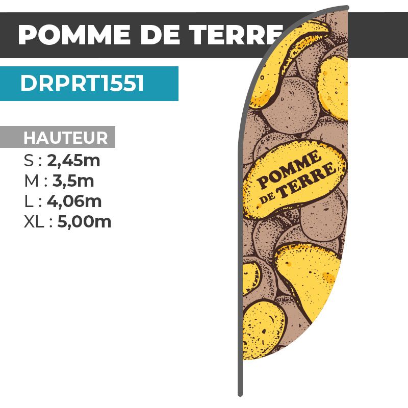 Drapeau POMME DE TERRE | Voile + Mat | avec ou sans Pied