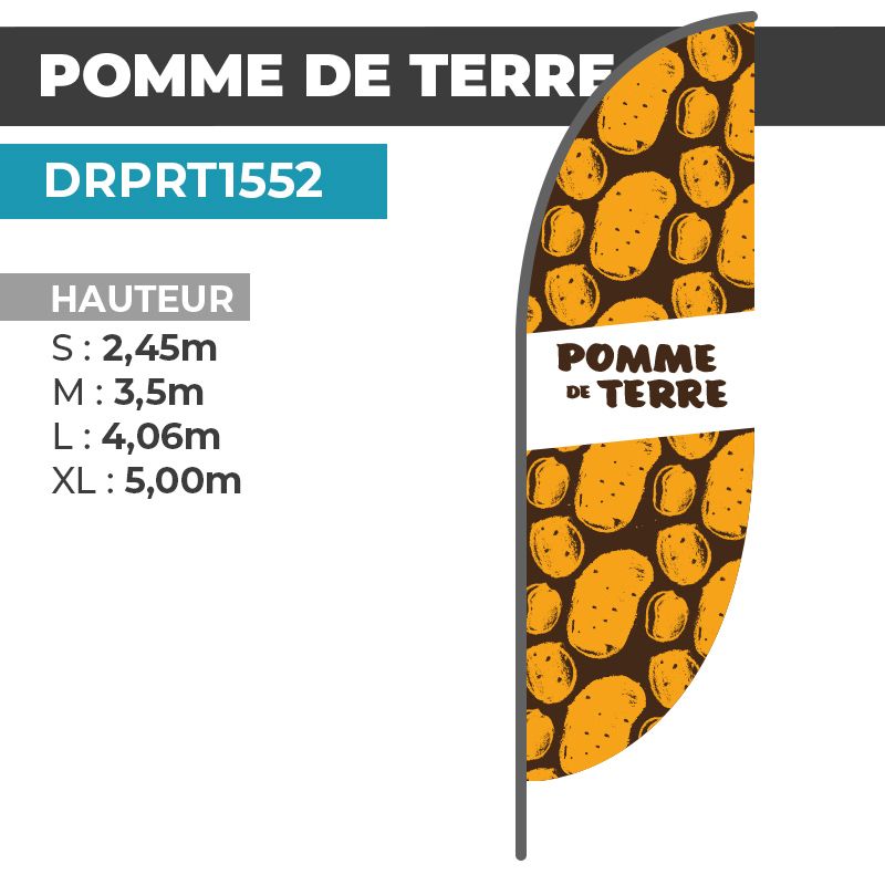 Drapeau POMME DE TERRE | Voile + Mat | avec ou sans Pied