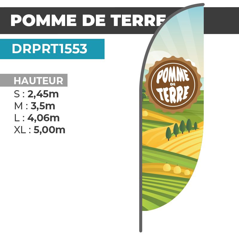 Drapeau POMME DE TERRE | Voile + Mat | avec ou sans Pied