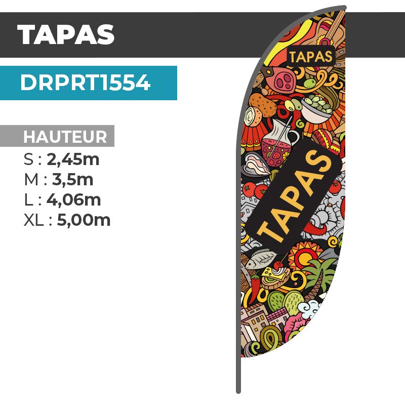 Drapeau TAPAS | Voile + Mat | avec ou sans Pied