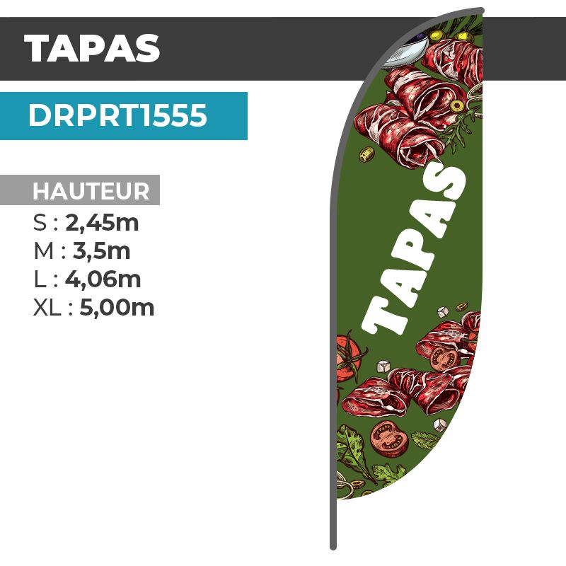 Drapeau TAPAS | Voile + Mat | avec ou sans Pied