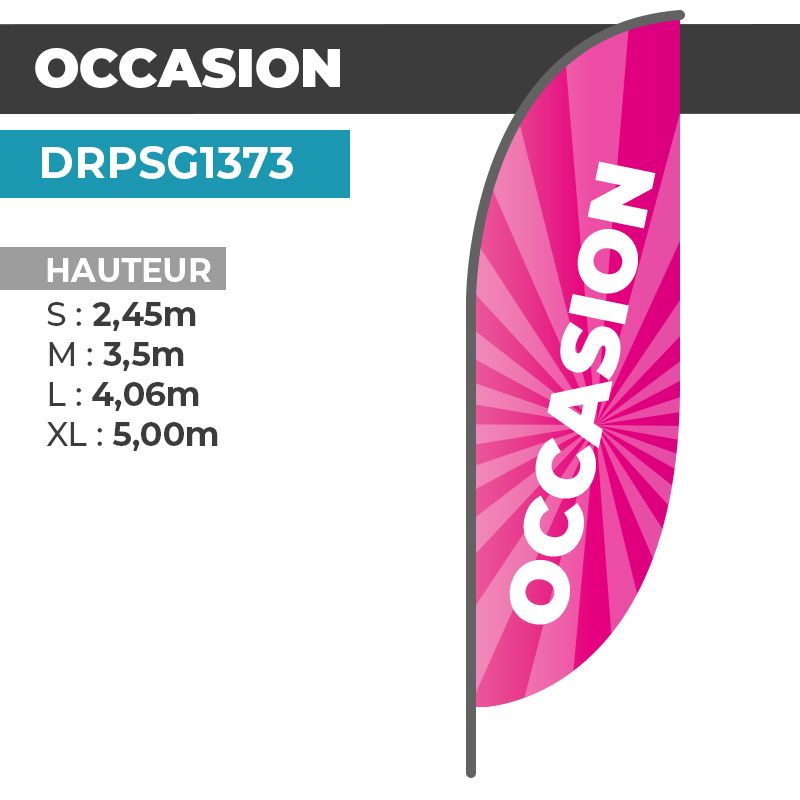 Drapeau OCCASION | Voile + Mat | avec ou sans Pied