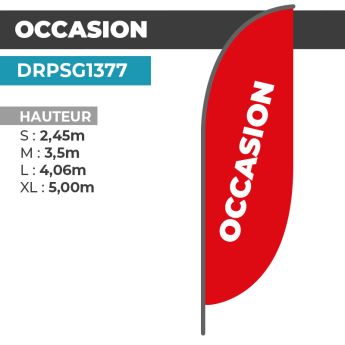 Drapeau OCCASION | Voile + Mat | avec ou sans Pied