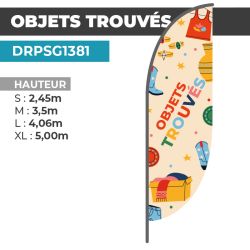 Drapeau OBJETS TROUVÉS | Voile + Mat | avec ou sans Pied