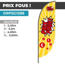 Drapeau PRIX FOUS | Voile + Mat | avec ou sans Pied