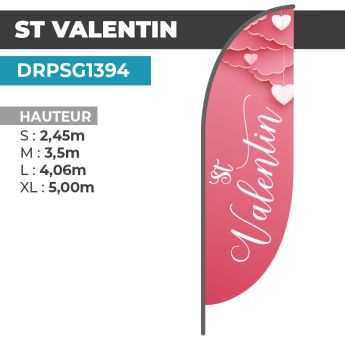 Drapeau ST-VALENTIN | Voile + Mat | avec ou sans Pied