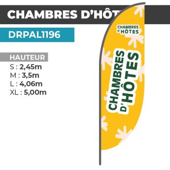 Drapeau CHAMBRES D'HÔTES | Voile + Mat | avec ou sans Pied