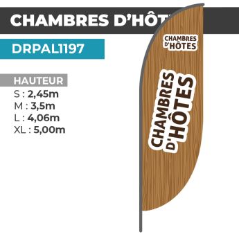 Drapeau CHAMBRES D'HÔTES | Voile + Mat | avec ou sans Pied