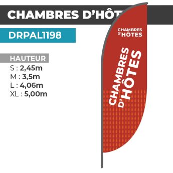Drapeau CHAMBRES D'HÔTES | Voile + Mat | avec ou sans Pied