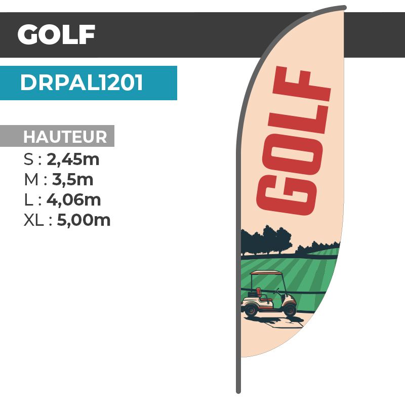 Drapeau GOLF | Voile + Mat | avec ou sans Pied