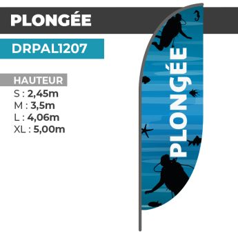 Drapeau PLONGÉE | Voile + Mat | avec ou sans Pied