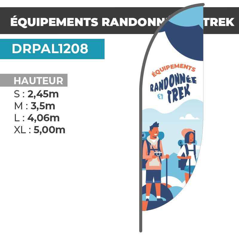 Drapeau ÉQUIPEMENTS RANDONNÉE ET TREK | Voile + Mat | avec ou sans Pied