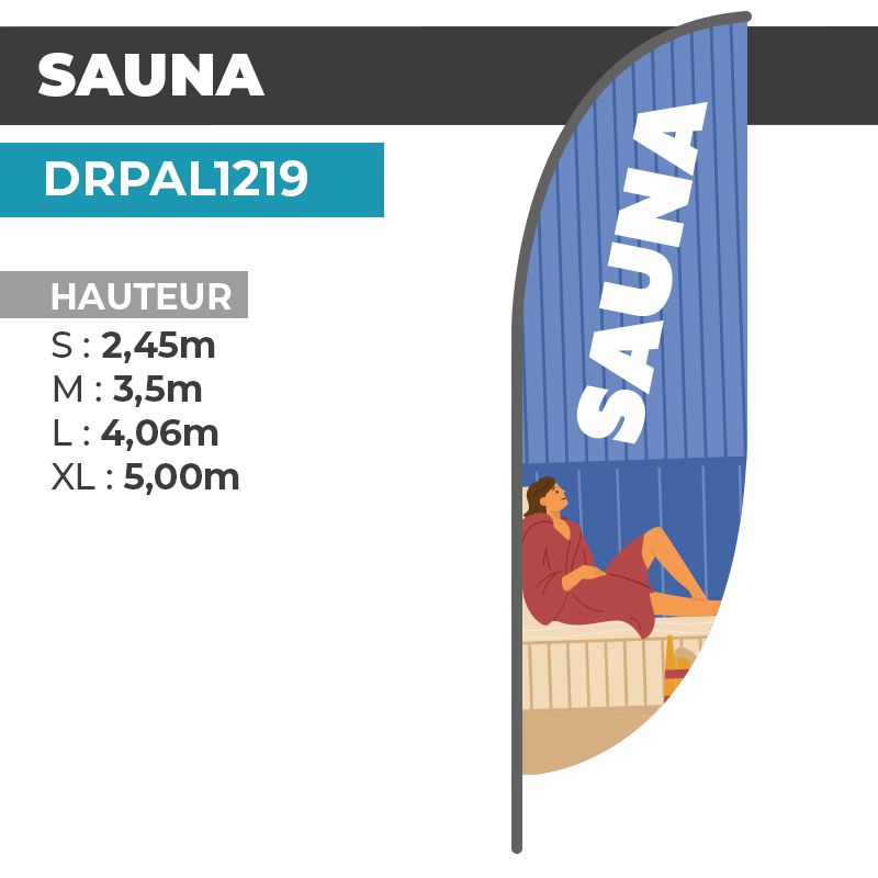 Drapeau SAUNA | Voile + Mat | avec ou sans Pied