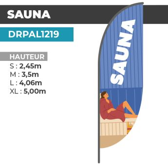 Drapeau SAUNA | Voile + Mat | avec ou sans Pied