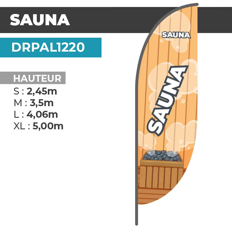 Drapeau SAUNA | Voile + Mat | avec ou sans Pied