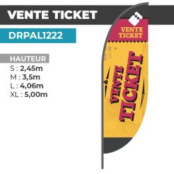 Drapeau VENTE TICKET | Voile + Mat | avec ou sans Pied