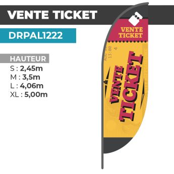 Drapeau VENTE TICKET | Voile + Mat | avec ou sans Pied