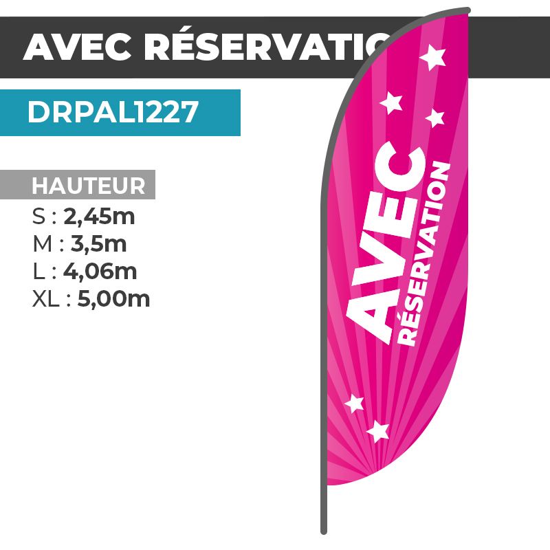 Drapeau AVEC RÉSERVATION | Voile + Mat | avec ou sans Pied