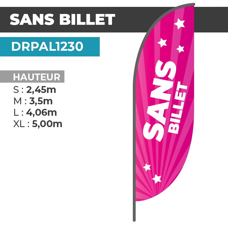 Drapeau SANS BILLET | Voile + Mat | avec ou sans Pied