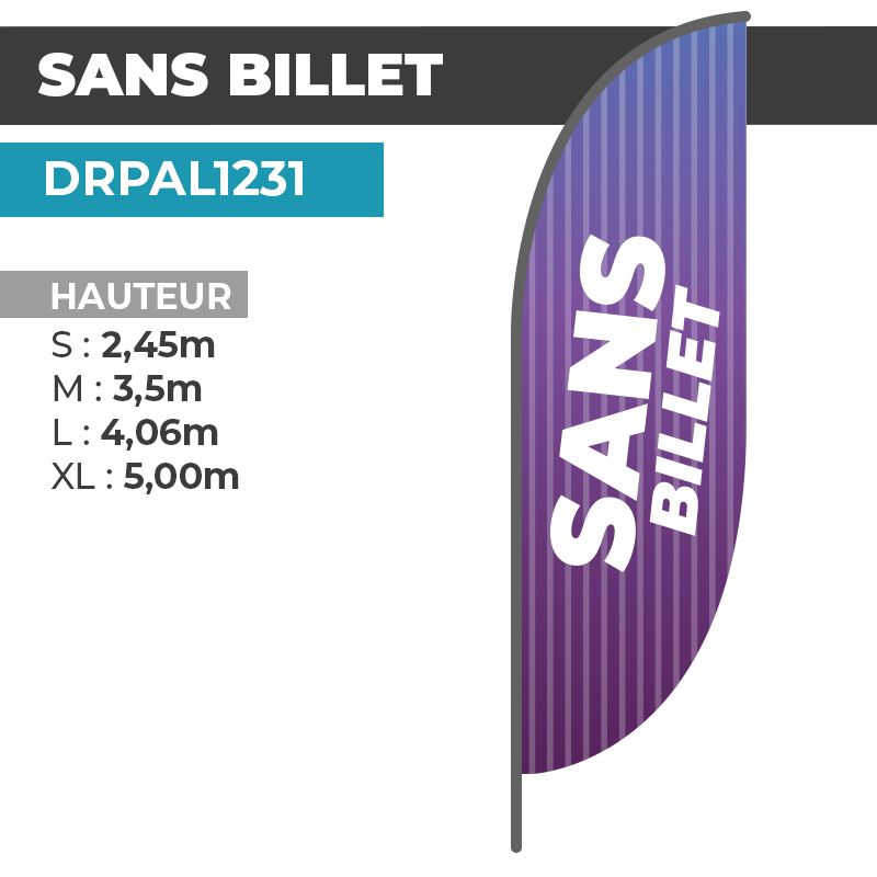 Drapeau SANS BILLET | Voile + Mat | avec ou sans Pied