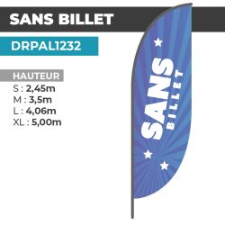 Drapeau SANS BILLET | Voile + Mat | avec ou sans Pied