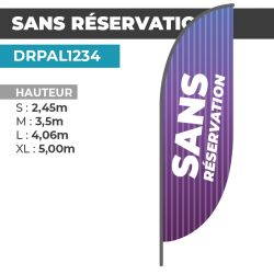 Drapeau SANS RÉSERVATION | Voile + Mat | avec ou sans Pied