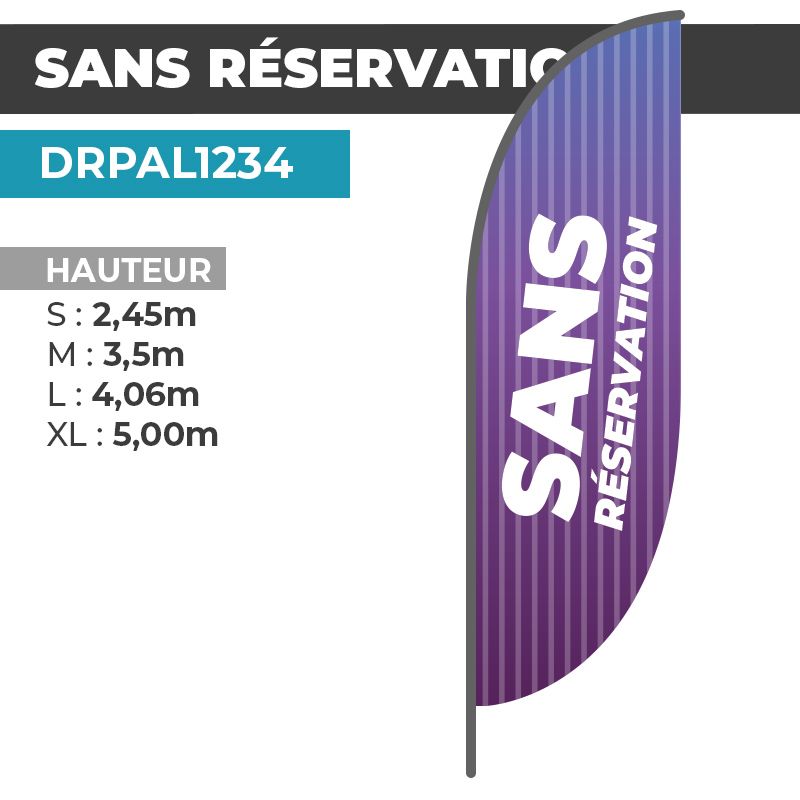 Drapeau SANS RÉSERVATION | Voile + Mat | avec ou sans Pied