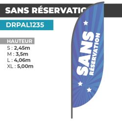 Drapeau SANS RÉSERVATION | Voile + Mat | avec ou sans Pied