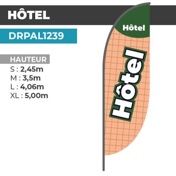 Drapeau HÔTEL | Voile + Mat | avec ou sans Pied