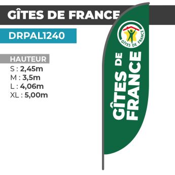 Drapeau GÎTES DE FRANCE | Voile + Mat | avec ou sans Pied