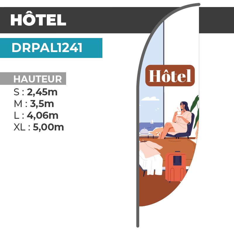 Drapeau HÔTEL | Voile + Mat | avec ou sans Pied