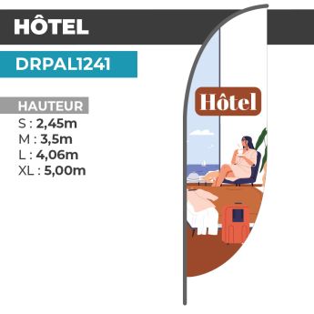 Drapeau HÔTEL | Voile + Mat | avec ou sans Pied