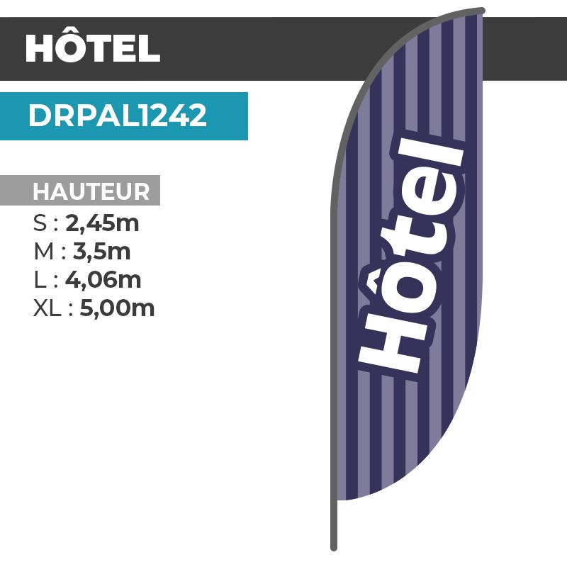 Drapeau HÔTEL | Voile + Mat | avec ou sans Pied