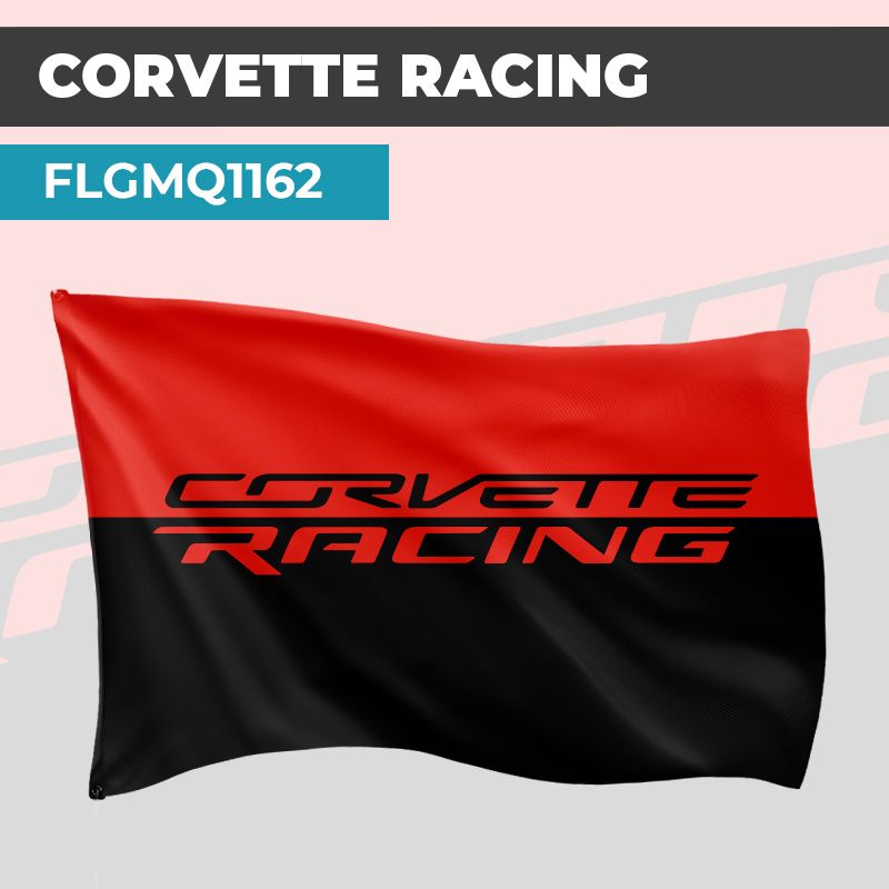 Drapeau CORVETTE RACING NOIR & ROUGE | Pavillon | Marque Automobile