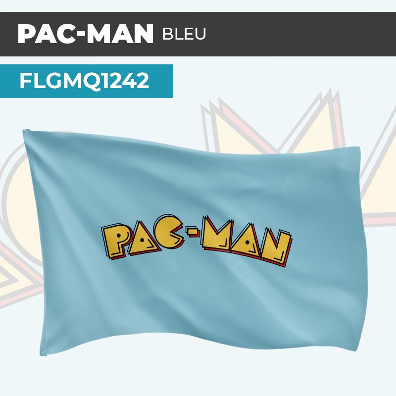 Drapeau PAC-MAN BLEU | Pavillon | Marque Jeux Vidéos