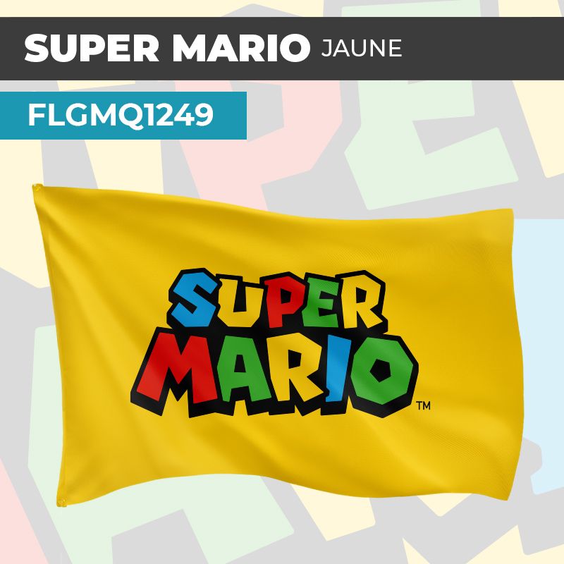 Drapeau SUPER MARIO JAUNE | Pavillon | Marque Jeux Vidéos