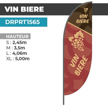Drapeau VIN BIERE BICOLORE | Voile + Mat | avec ou sans Pied