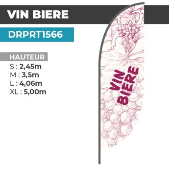 Drapeau VIN BIERE BORDEAUX | Voile + Mat | avec ou sans Pied