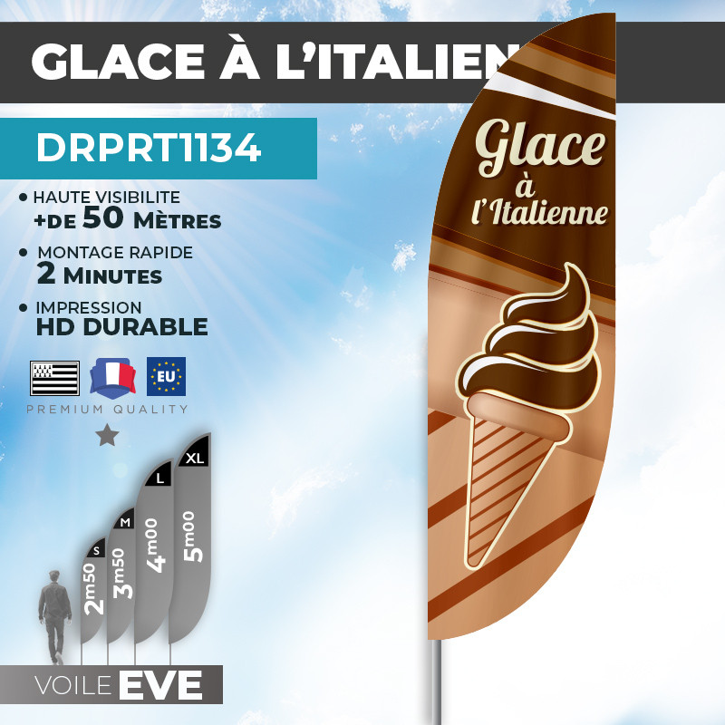 Drapeau GLACE À L'ITALIENNE Chocolat - toile impression durable