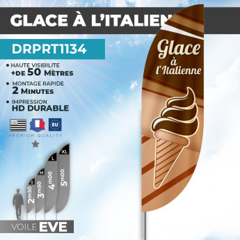 Drapeau GLACE À L'ITALIENNE Chocolat - toile impression durable