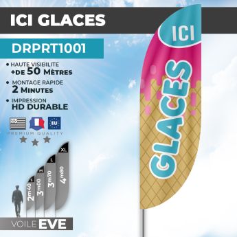 Drapeau ICI GLACES | Visible à 50m| DRPRT1001