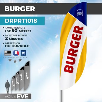 Drapeau BURGER | Voile + Mat | avec ou sans Pied