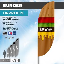 Drapeau BURGER | Voile + Mat | avec ou sans Pied