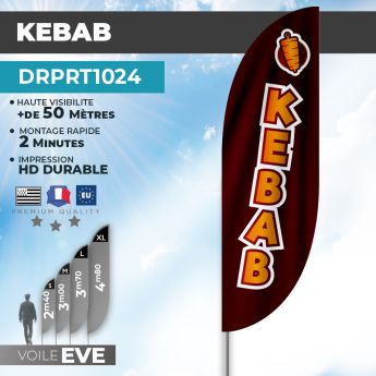 Drapeau KEBAB | Voile + Mat | avec ou sans Pied
