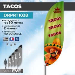 Drapeau TACOS | Voile + Mat | avec ou sans Pied