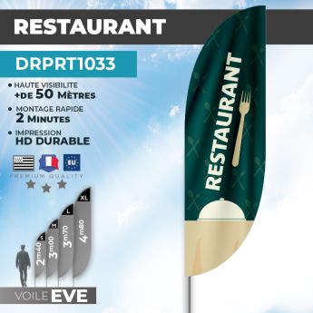 Drapeau RESTAURANT | Voile + Mat | avec ou sans Pied