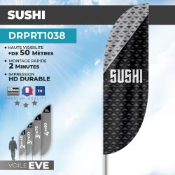 Drapeau SUSHI | Voile + Mat | avec ou sans Pied