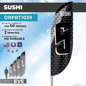 Drapeau SUSHI | Voile + Mat | avec ou sans Pied