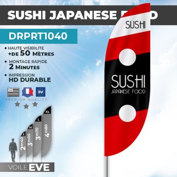 Drapeau SUSHI | Voile + Mat | avec ou sans Pied