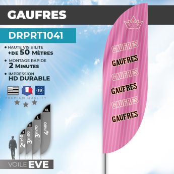 Drapeau GAUFRES | Voile + Mat | avec ou sans Pied